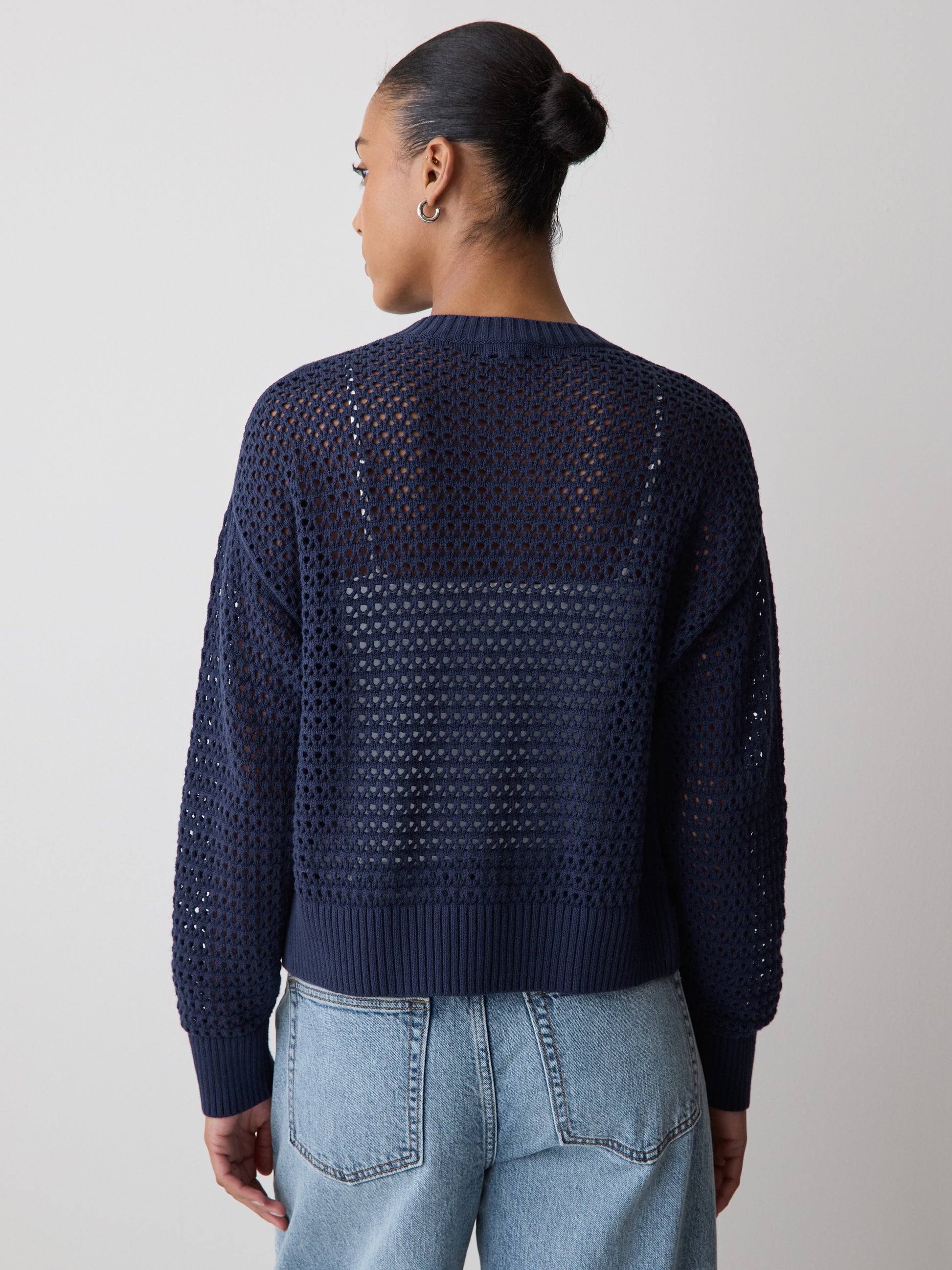 Long-Sleeve Open-Stitch Cardigan