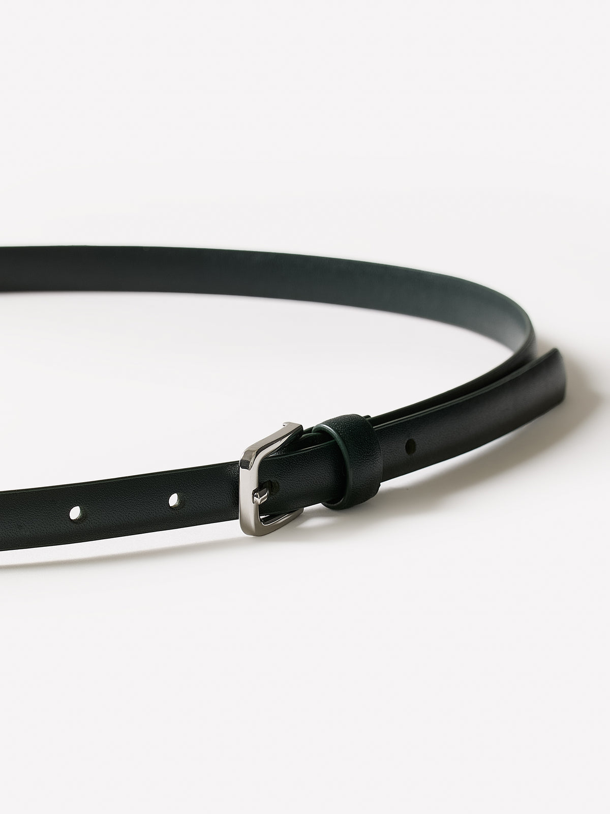 Slim Leather Belt with Square Buckle