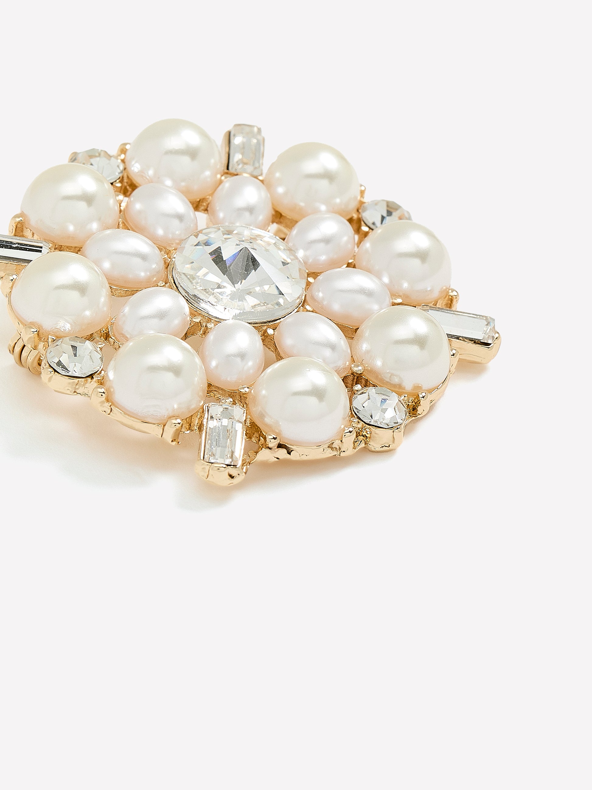 Pearl Brooch with Rhinestones