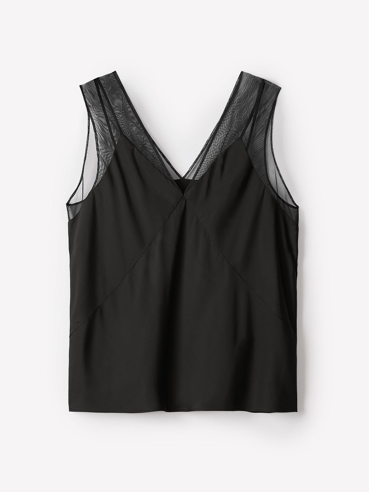Sleeveless V-Neck Blouse with Sheer Straps