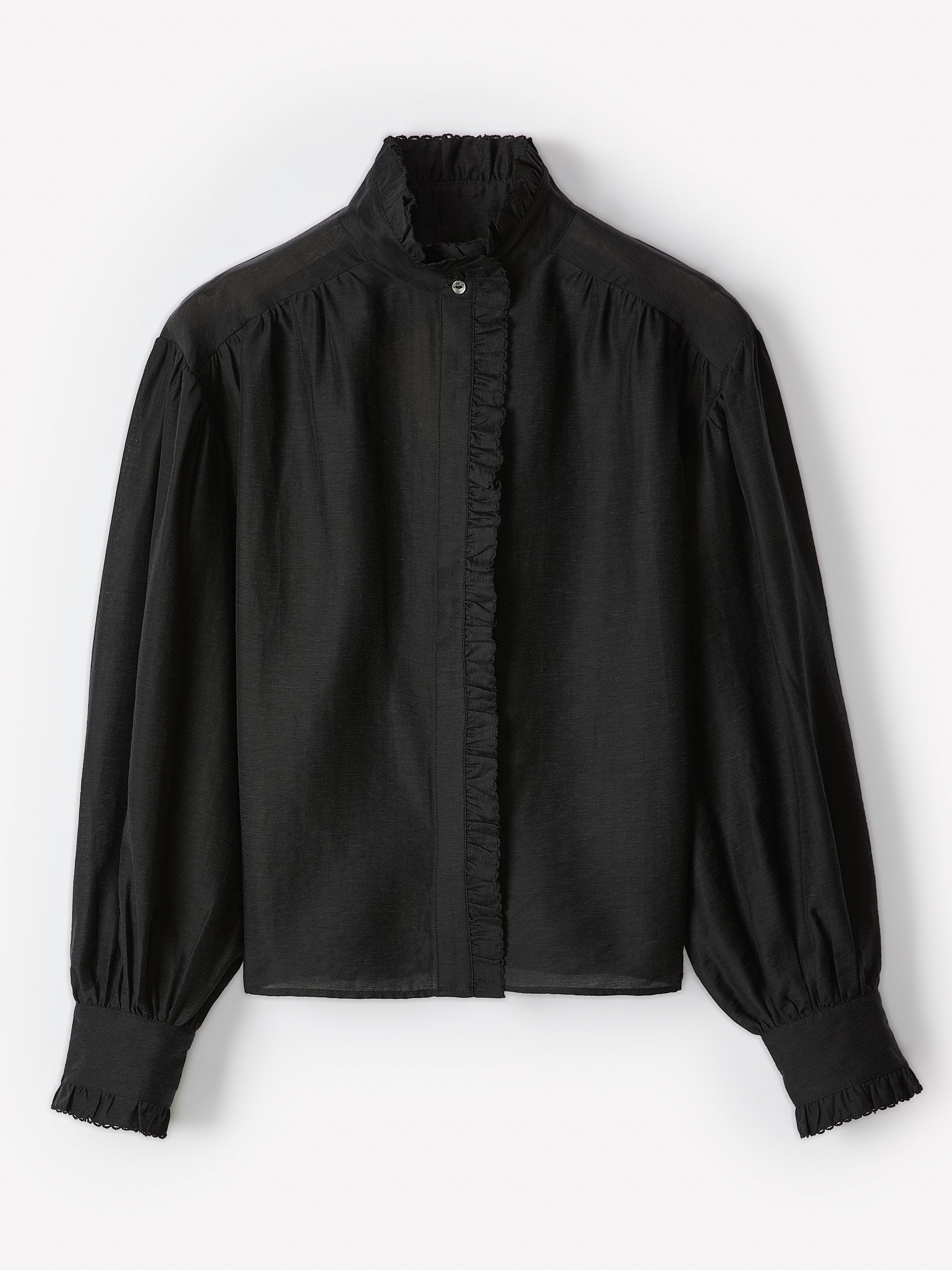 Women's Long-Sleeve Crew-Neck Ruffle Blouse – RW&CO