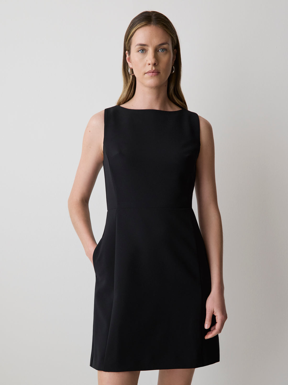 Women's Sleeveless Boat-Neck Mini Fit and Flare Dress RW&CO Women's Sleeveless Boat-Neck Mini Fit and Flare Dress RW&CO