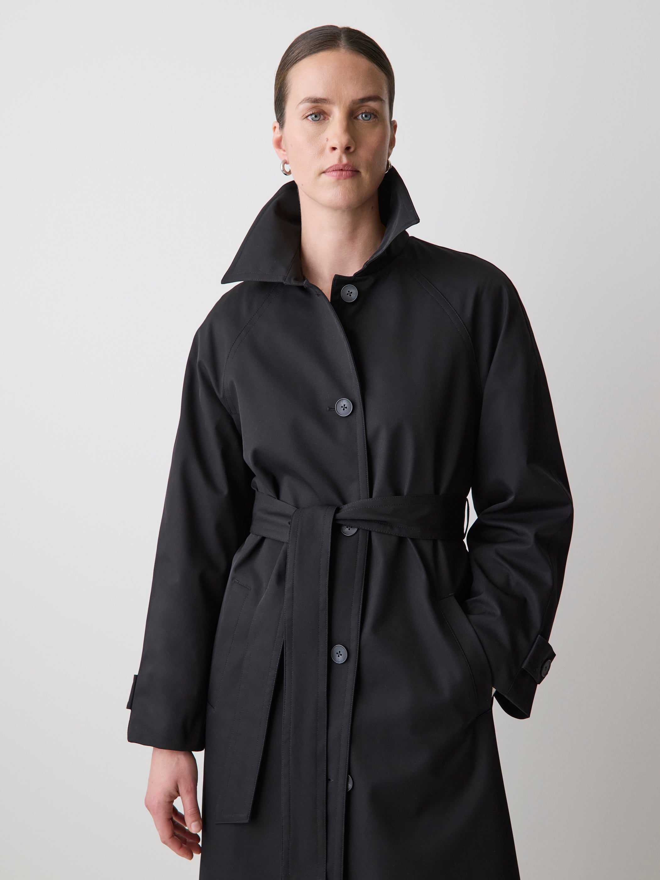 Manteau Trench en Sergé avec Ceinture Amovible