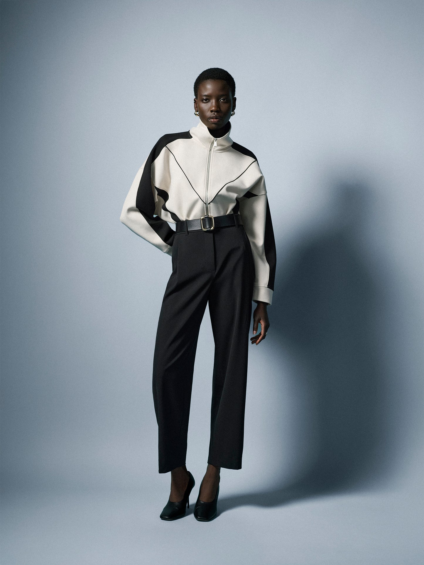 Twill High-Rise Barrel Ankle Pant