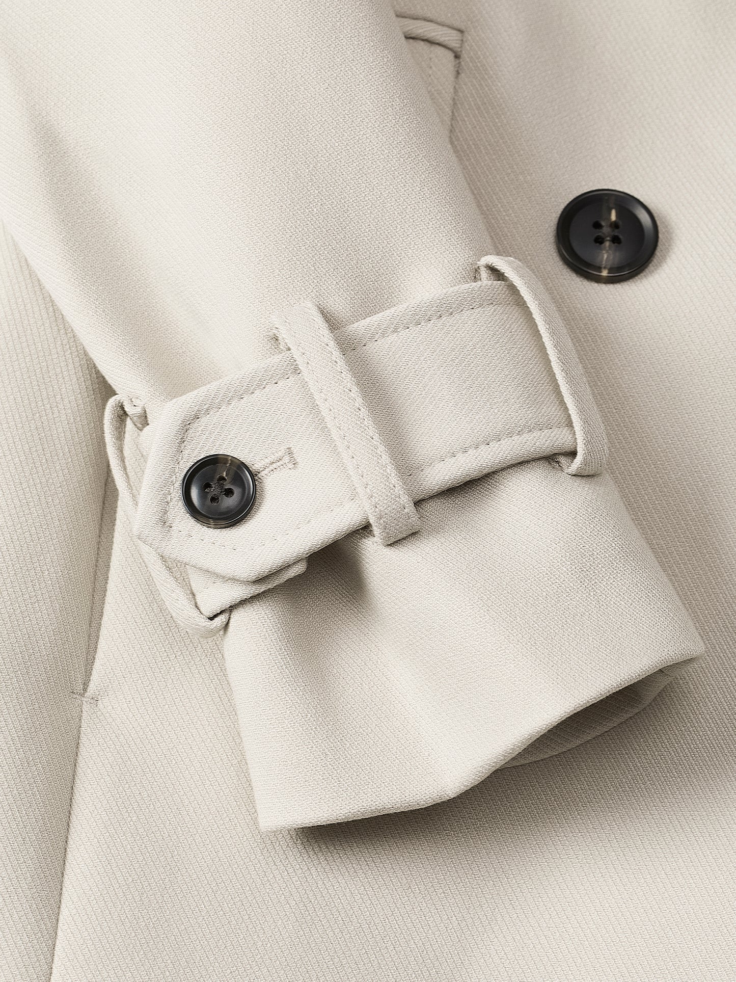 Double-Breasted Twill Trench Coat with Belt
