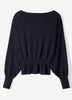Ladies Knit Sweater Cinched Waist Boat Neck Cotton Blend