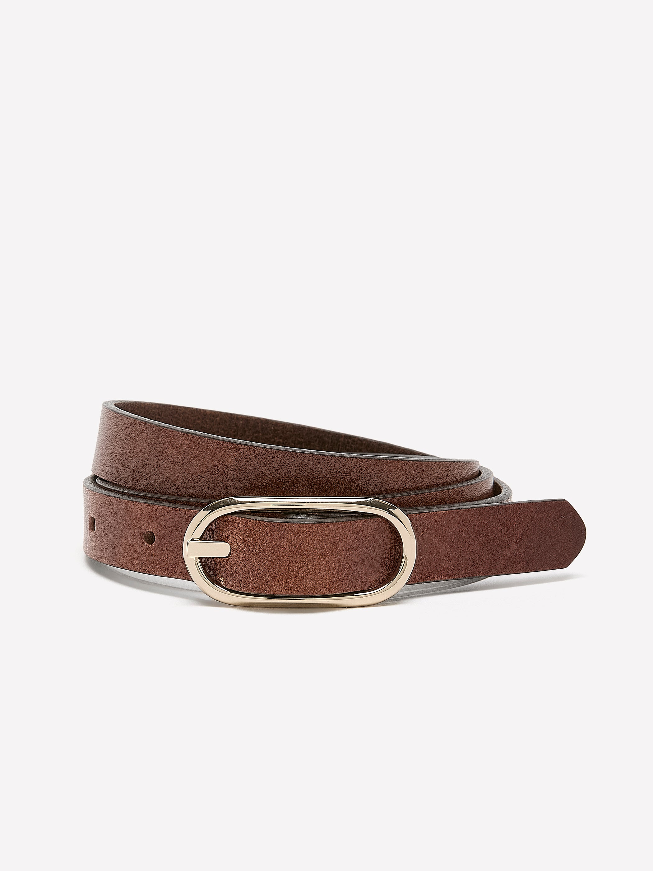 Ceinture Étroite en Cuir avec Boucle Ovale