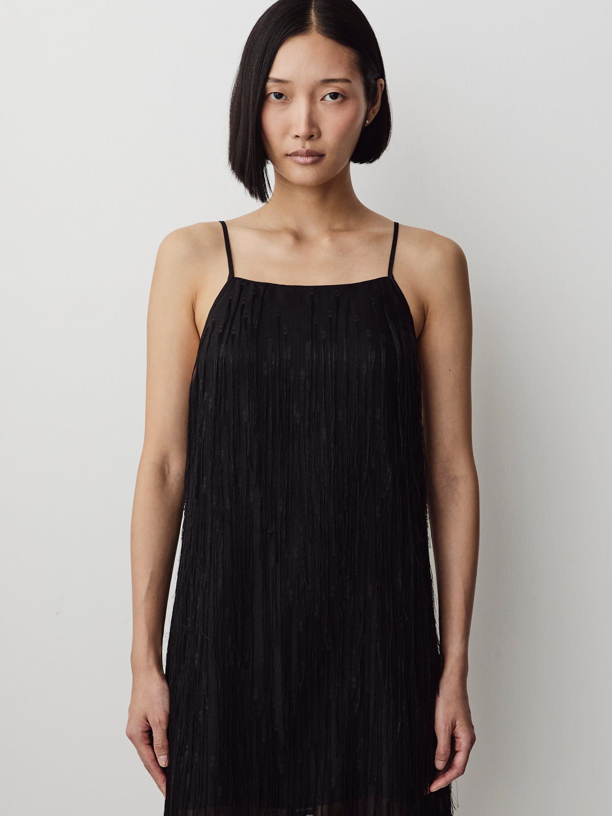 Woven Mini Dress with Fringe Detail