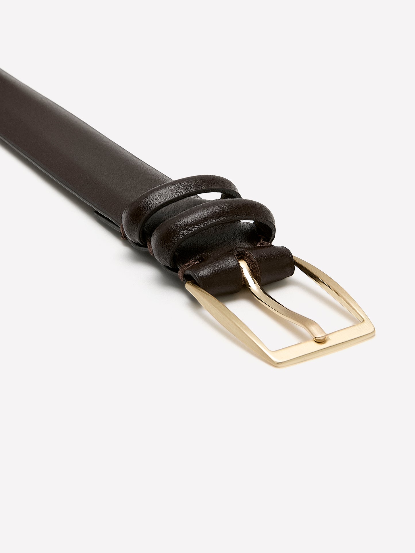 Leather Trouser Belt with Square Buckle