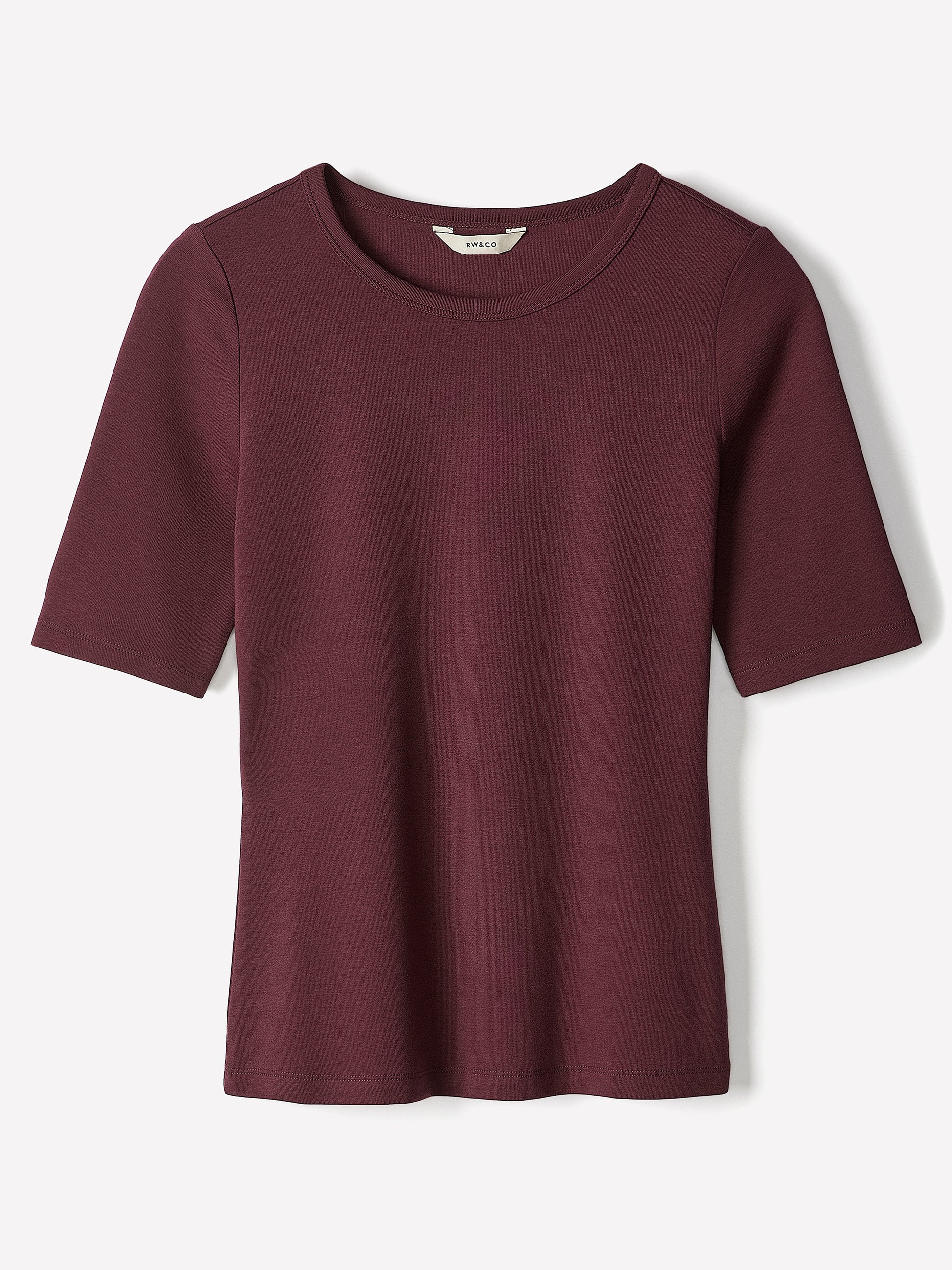 Fitted Cotton Modal Knit Pullover with Crew Neck