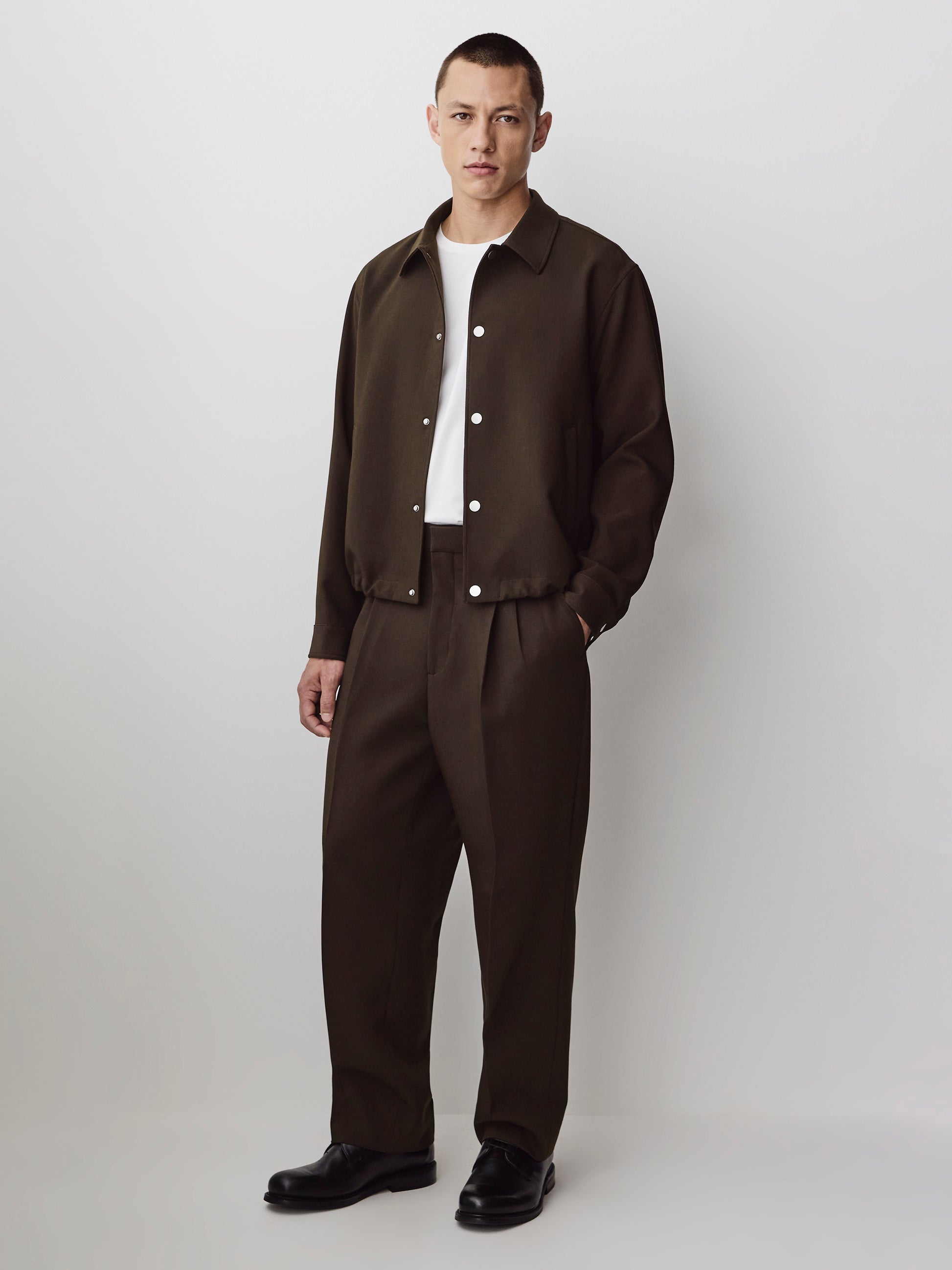 Wide-Leg Pleated Dress Pant