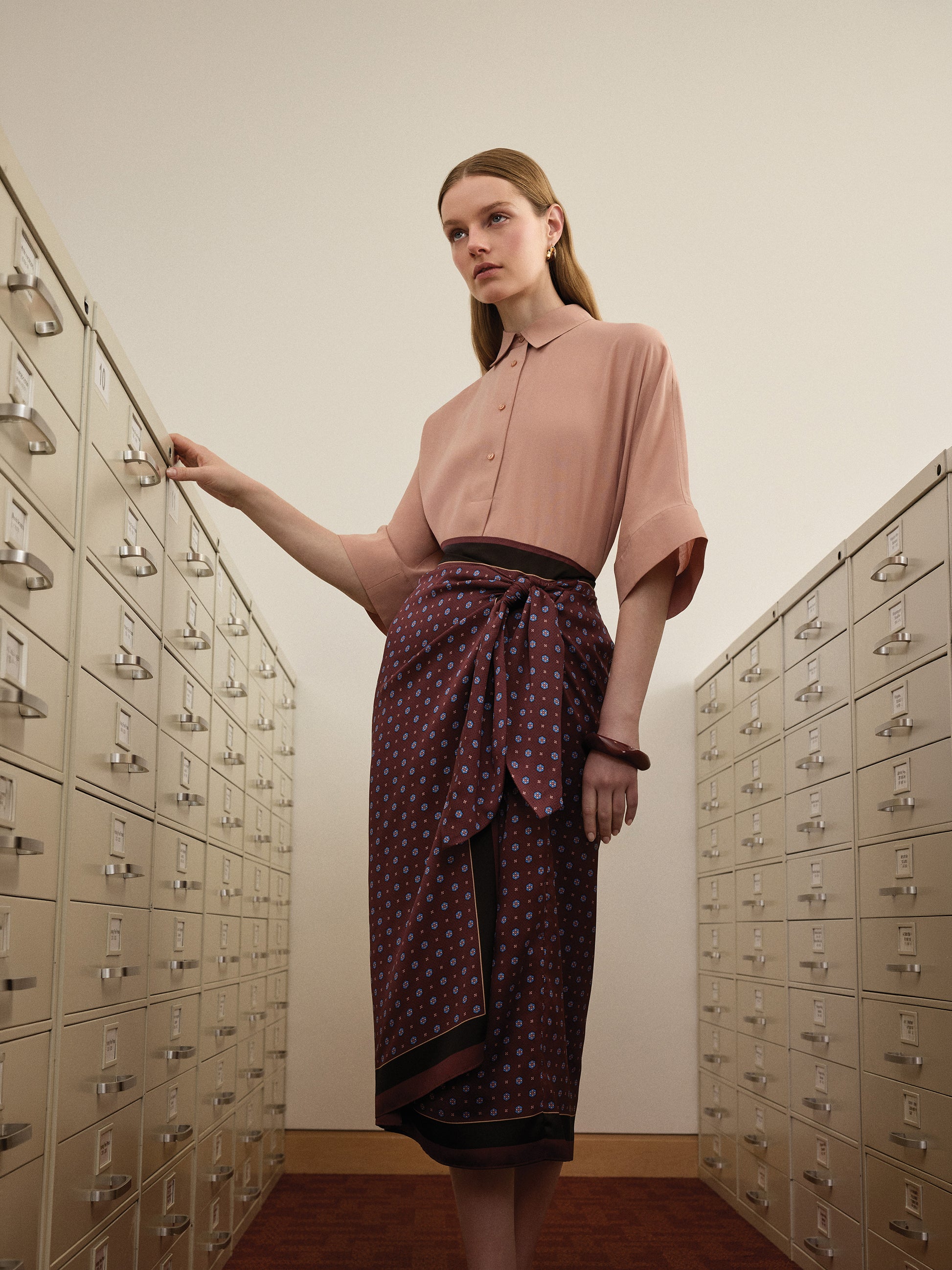 Satin High-Rise Wrap Midi Skirt