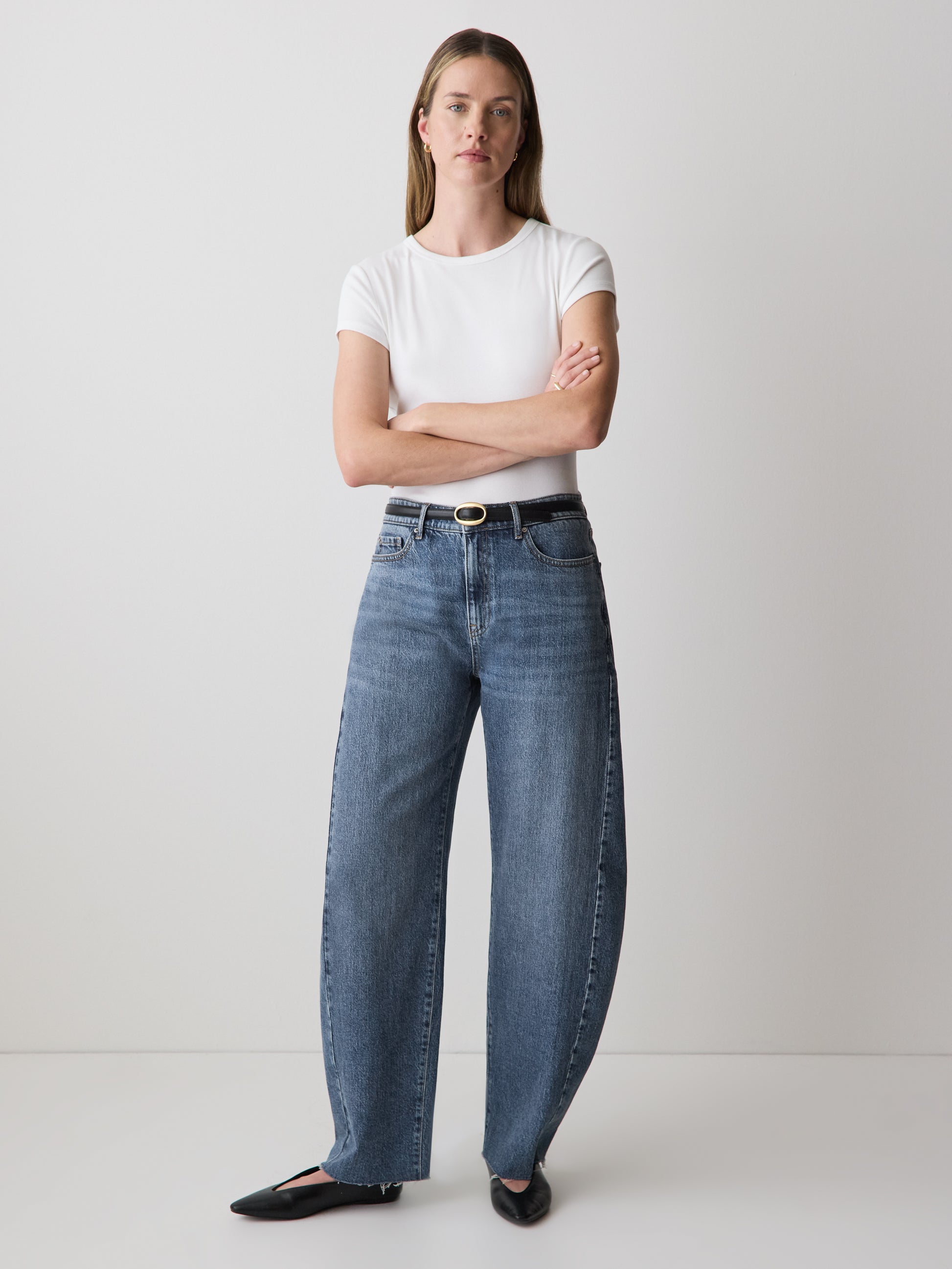 Mid-Rise Barrel Jeans