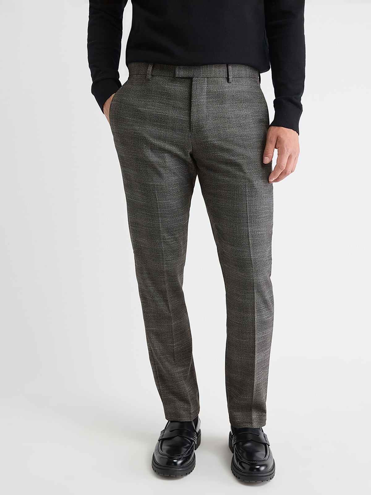 Slim Fit Charcoal Checkered Suit Pant