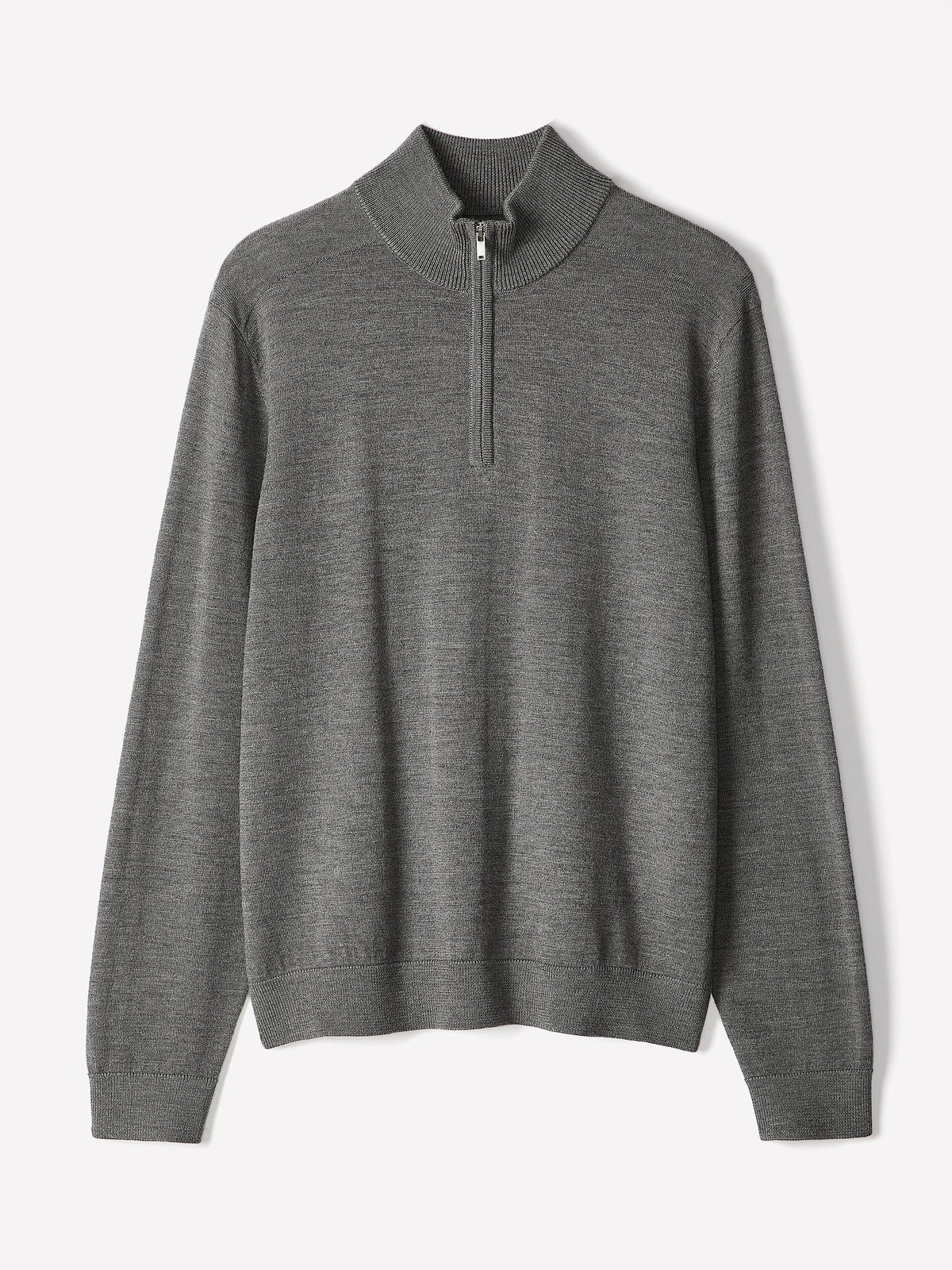 Merino-Wool Half-Zip Mock-Neck Sweater