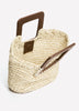 Woven Paper and PU Cutout Handle Handbag