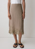 Woven Straight Skirt with Lace Trim