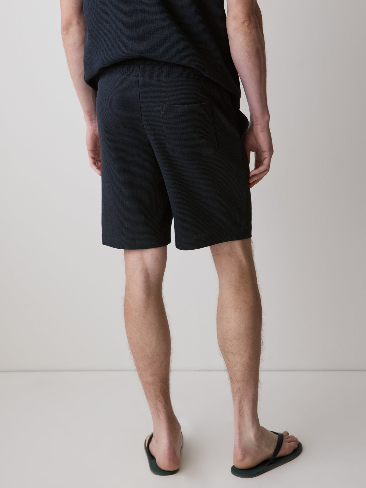 Mens Knit Textured Cotton Blend Shorts