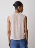 Sleeveless Buttoned-Down Blouse with Ruffled Trim