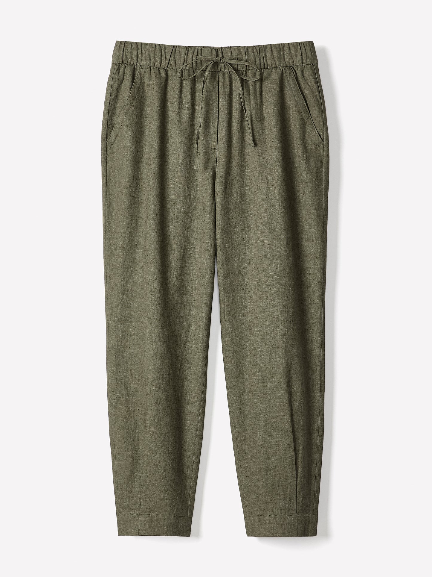 Linen Mid-Rise Tapered-Leg Jogger Pant