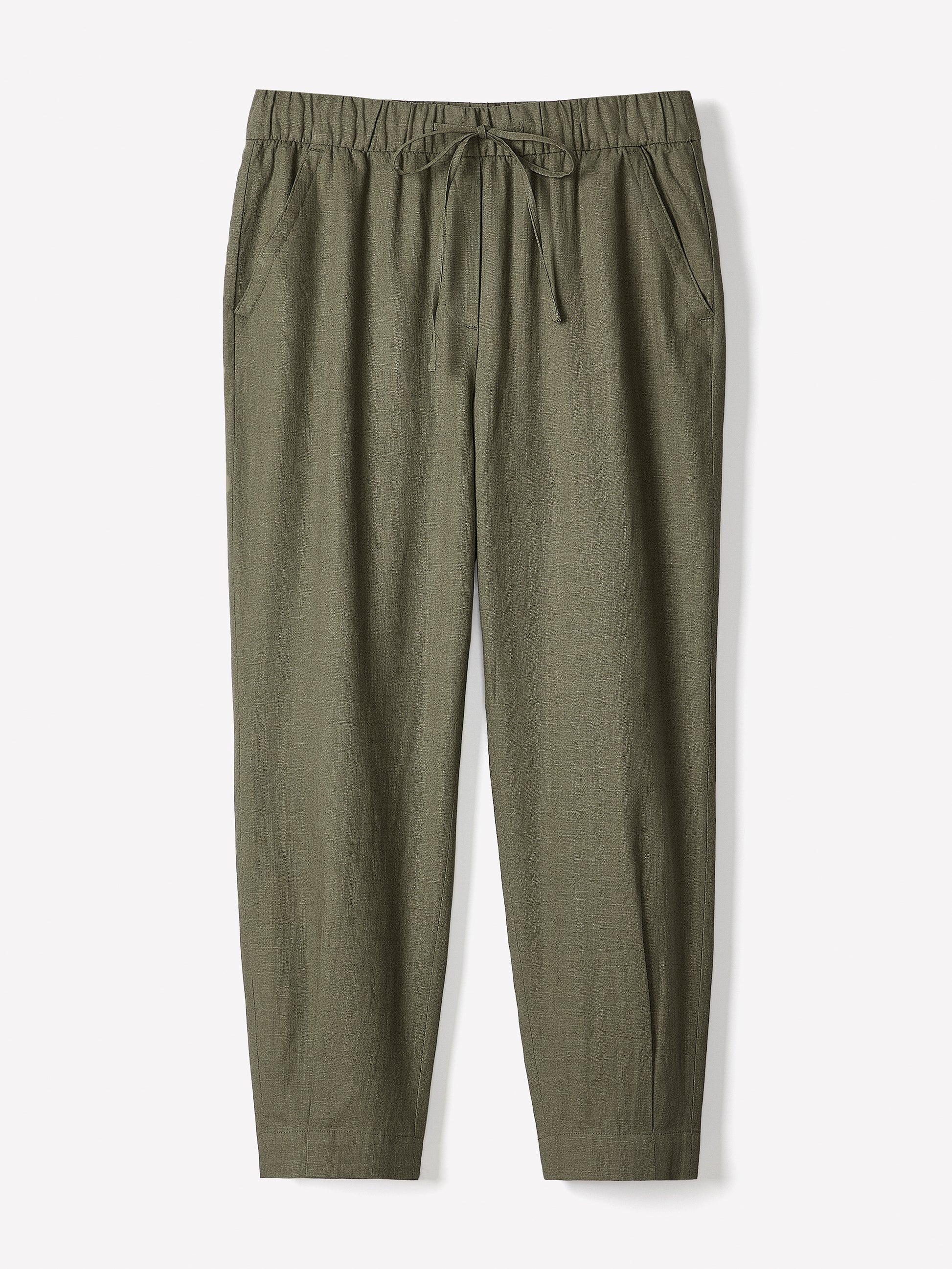 Linen Mid-Rise Tapered-Leg Jogger Pant
