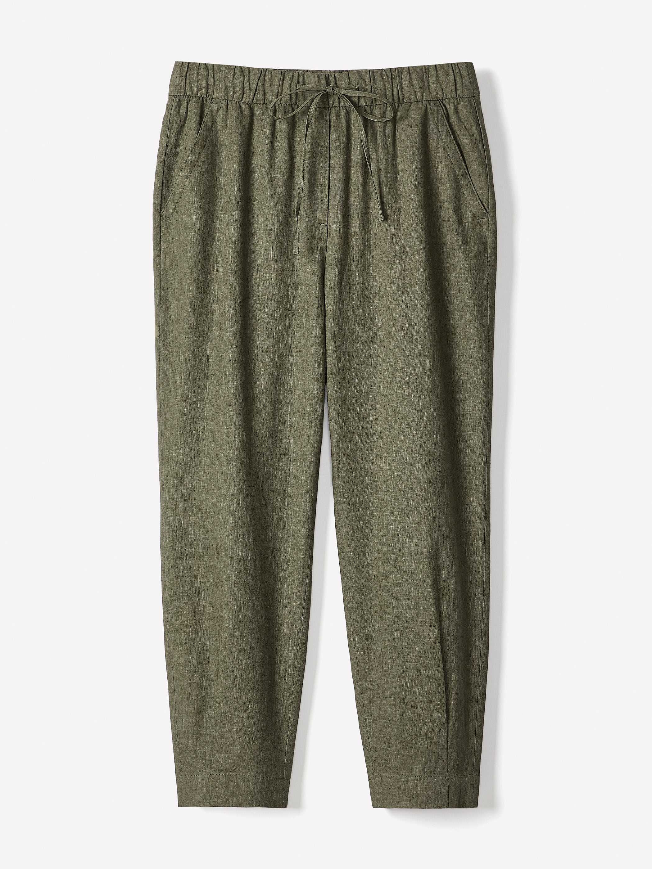 Linen Mid-Rise Tapered-Leg Jogger Pant