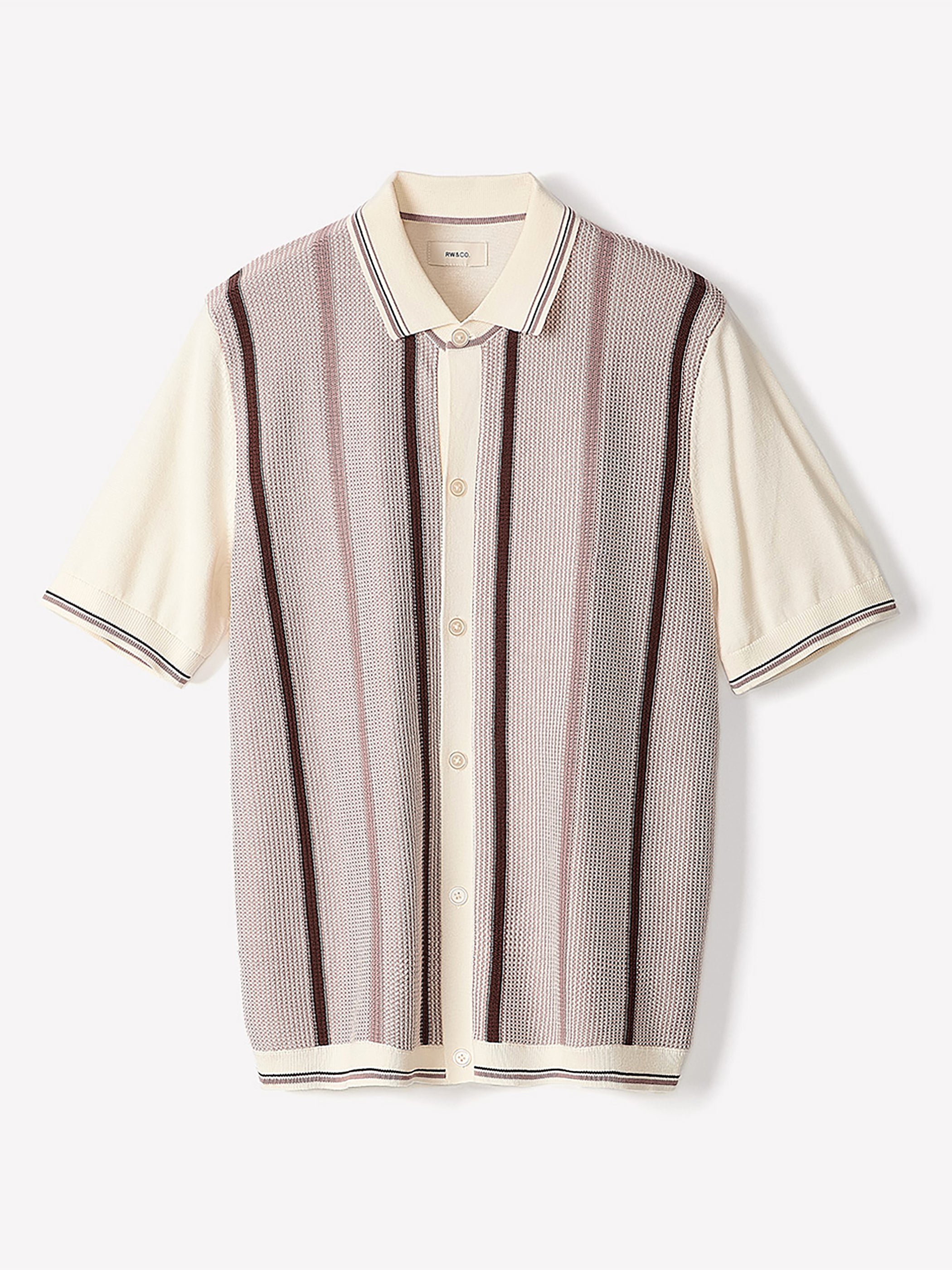 Short-Sleeve Shirt Sweater with Vertical Stripes