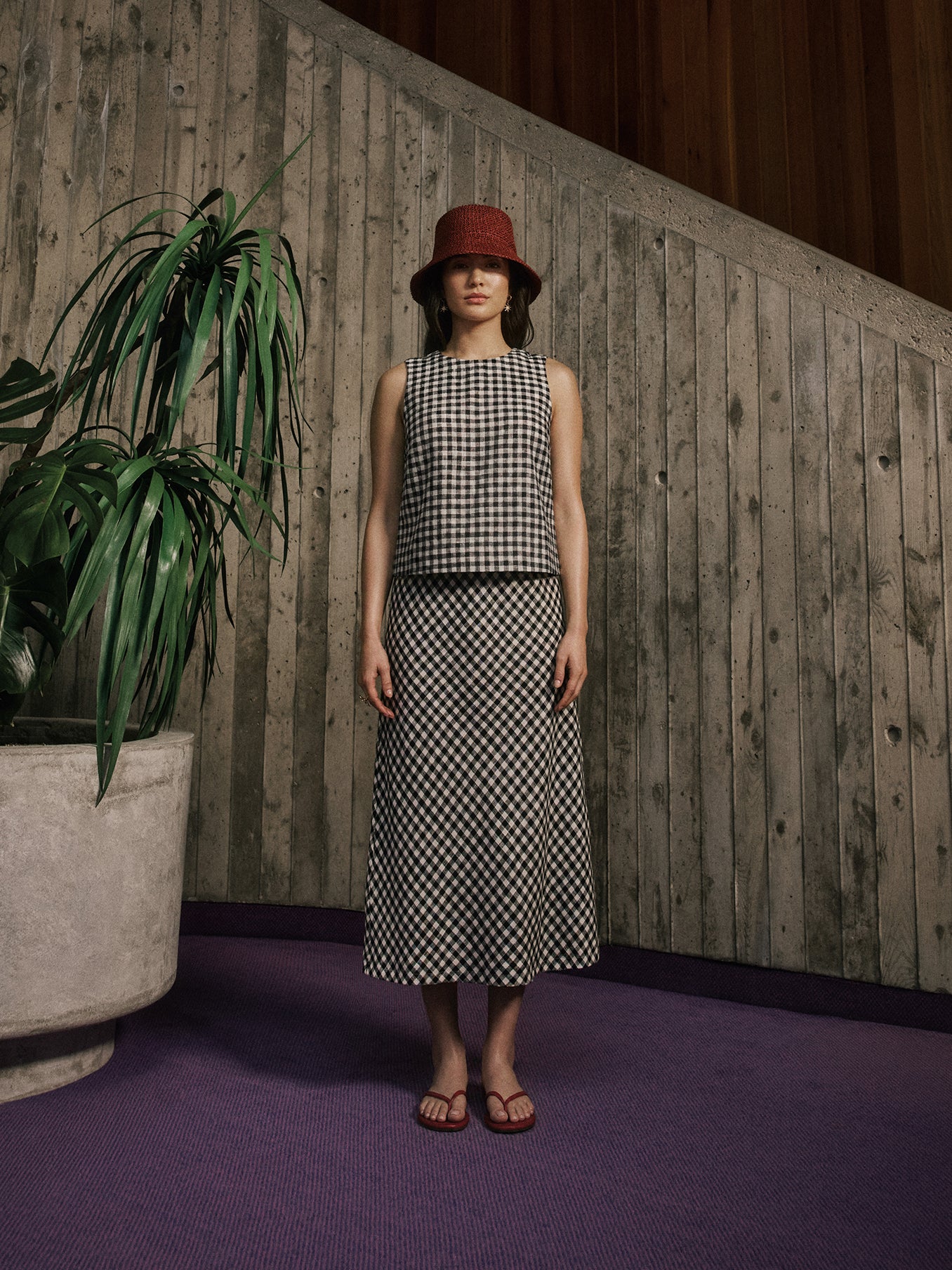 Linen-Blend Straight Midi Skirt