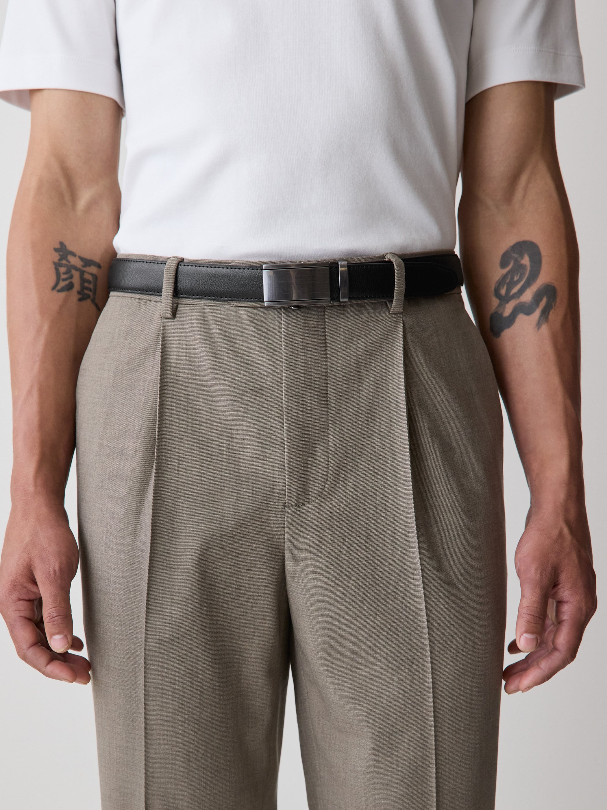 Leather Belt with Plate Buckle