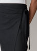 Woven Linen Blend Wrap Midi Skirt