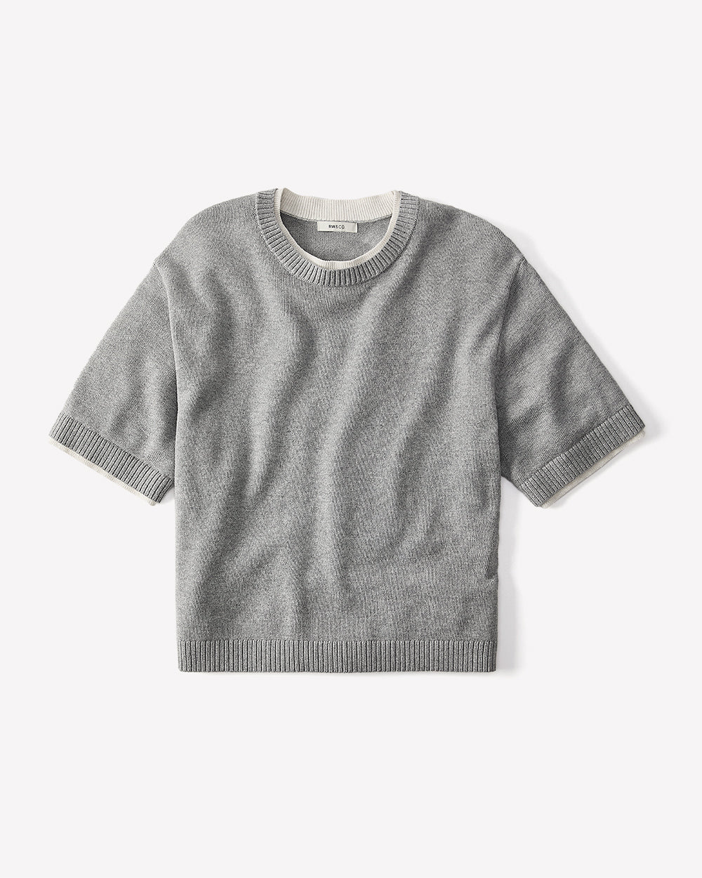 Wool-Blend Short-Sleeve Crew-Neck Sweater