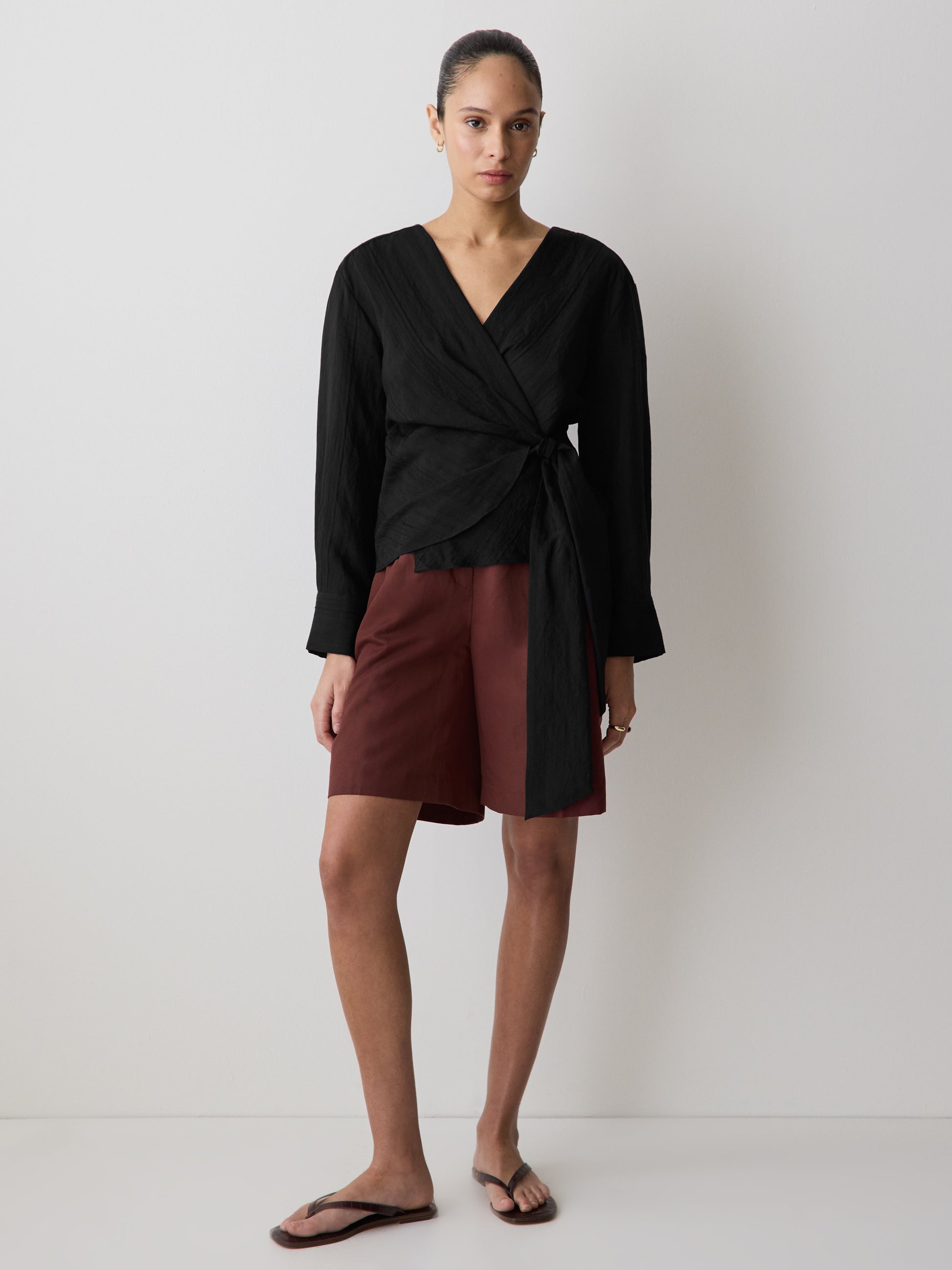 Linen-Blend High-Rise Bermuda Shorts