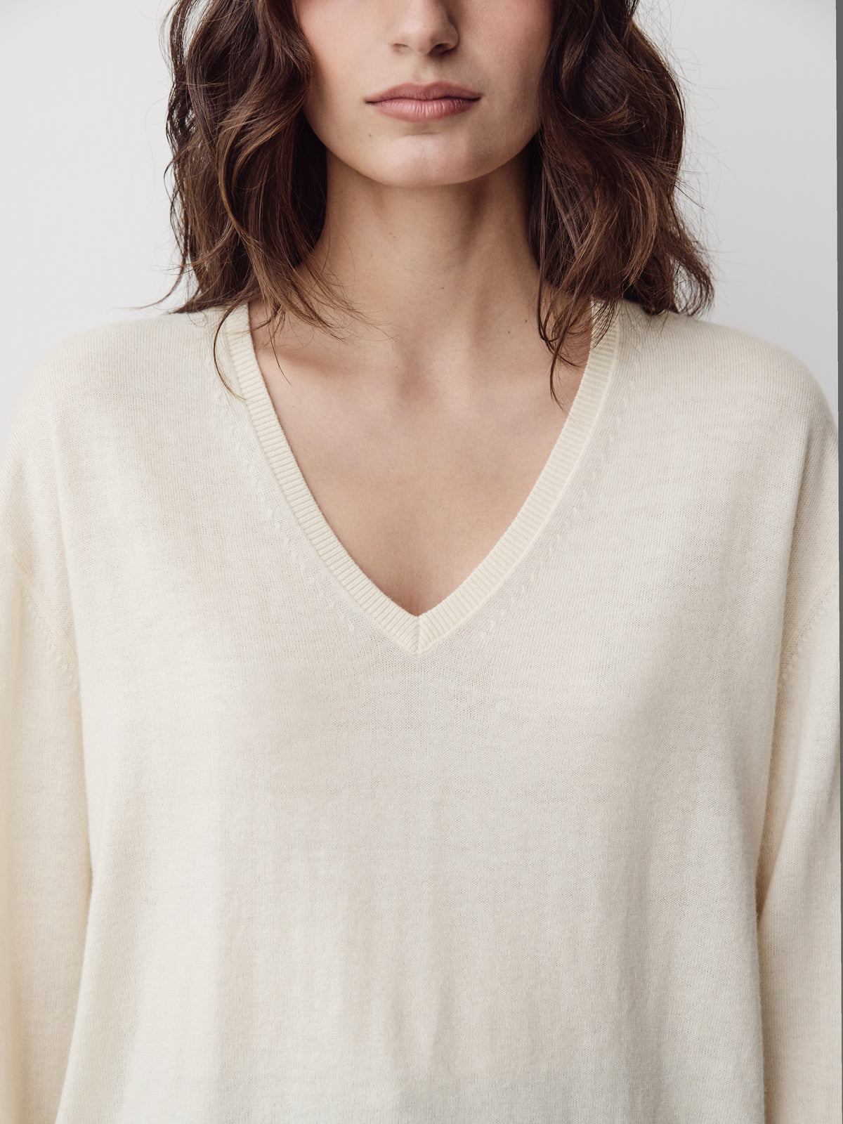 Long-Sleeve V-Neck Oversized Merino Sweater