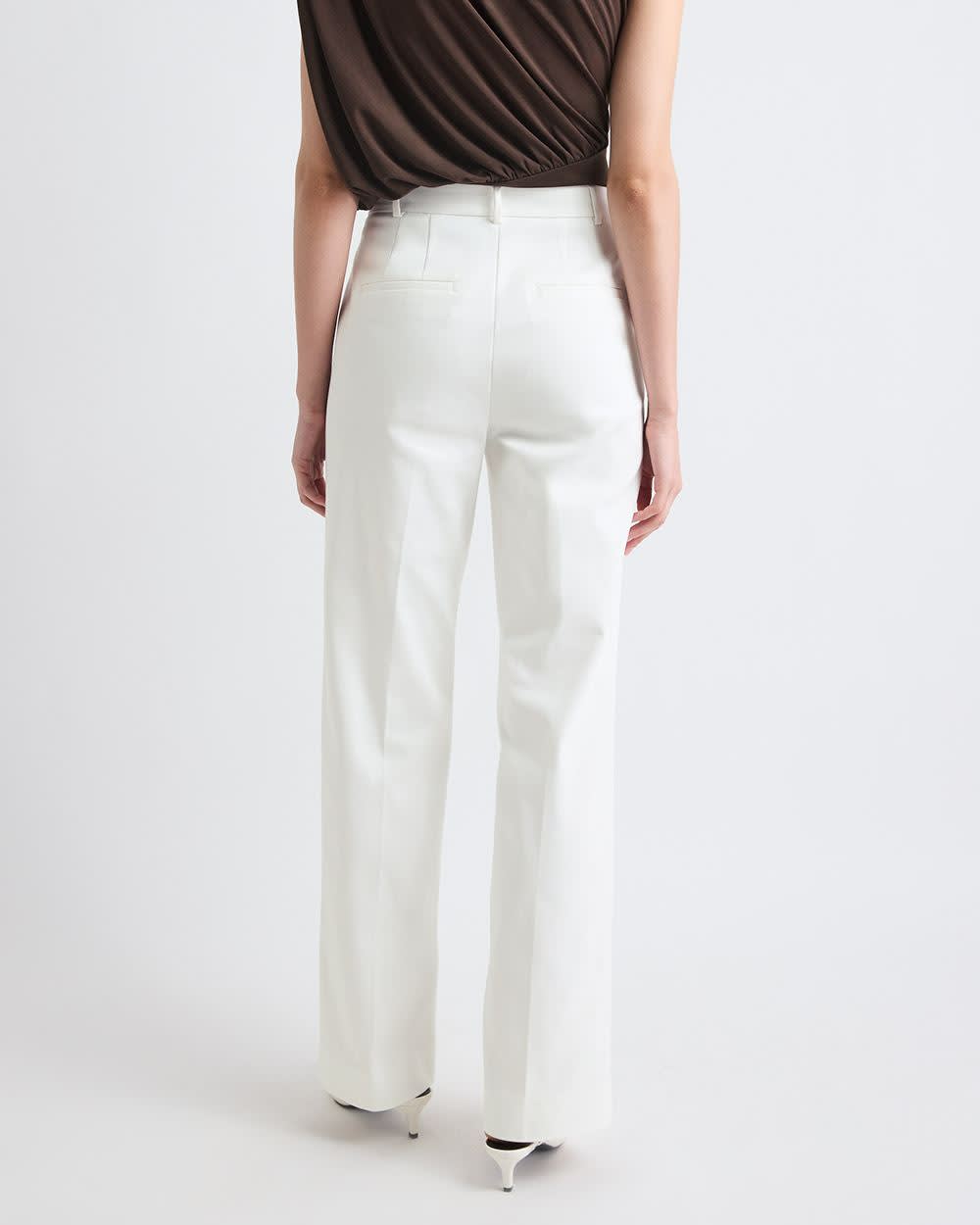 Pantalon Indispensable Signature à Jambe Large et Taille Haute