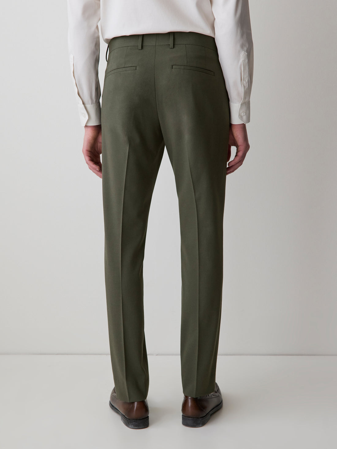 long emerald green velvet dress Wool Stretch Stripe Single Pleat Suit Pants