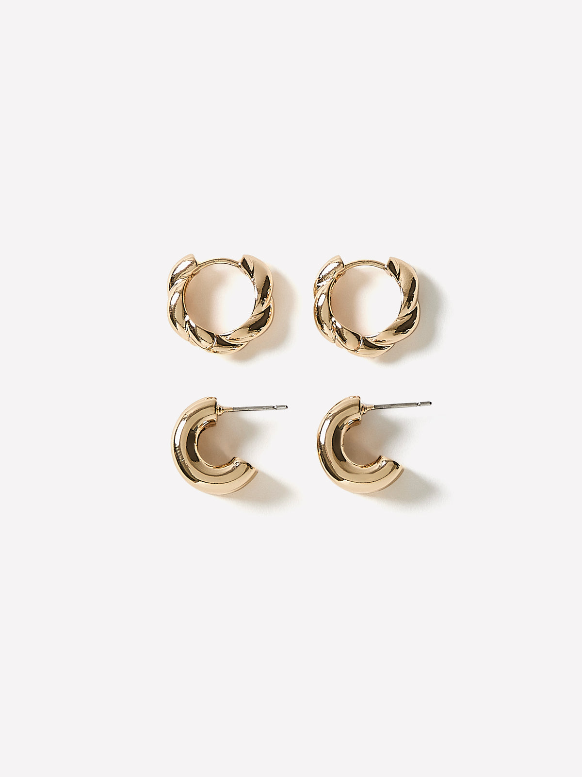 2-Pack Small Bold Metal Hoop Earrings