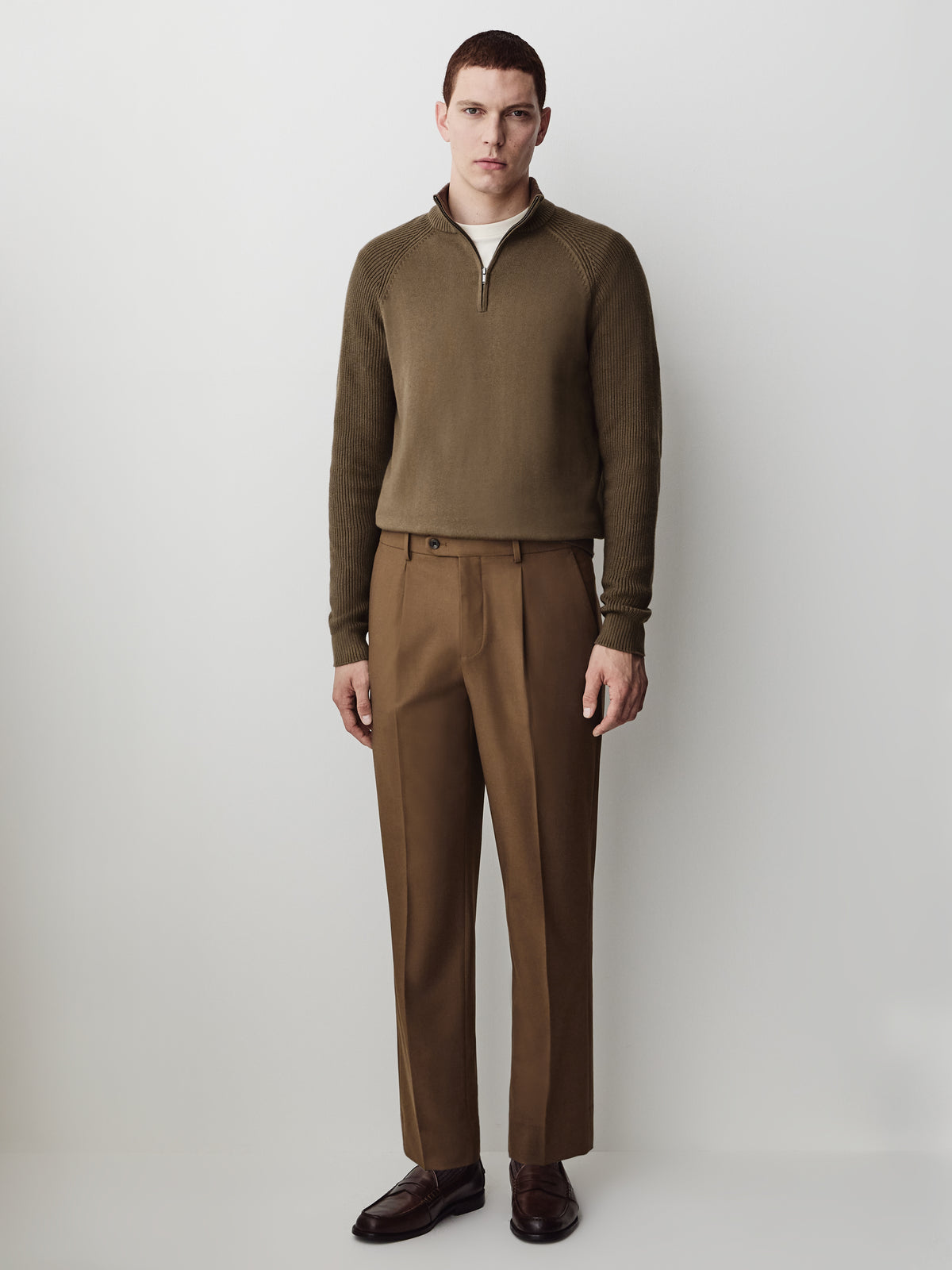 Long-Sleeve Half-Zip Mock-Neck Sweater