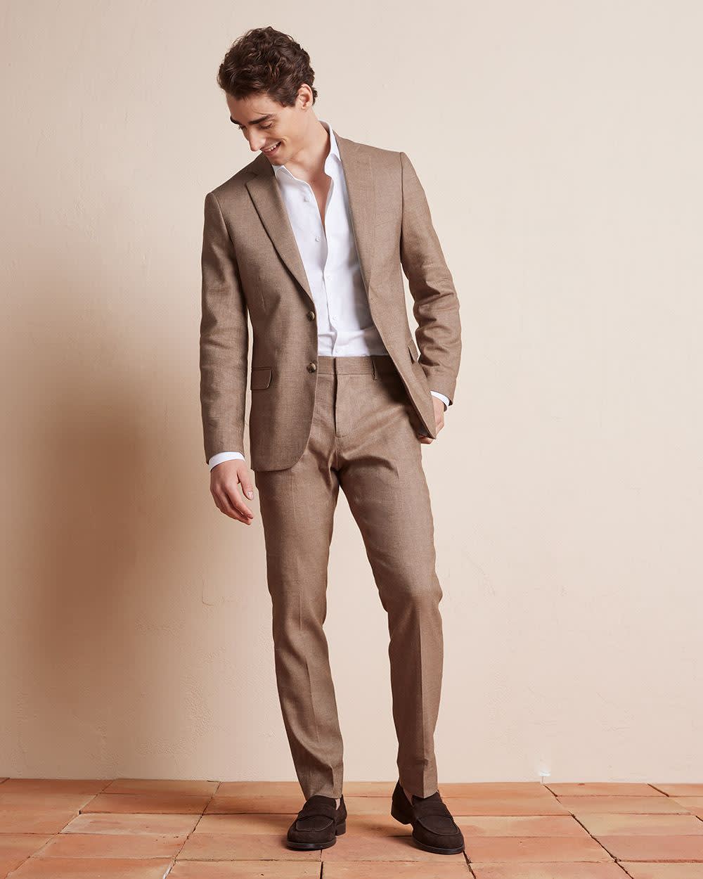Slim Fit Stretch Linen Blazer