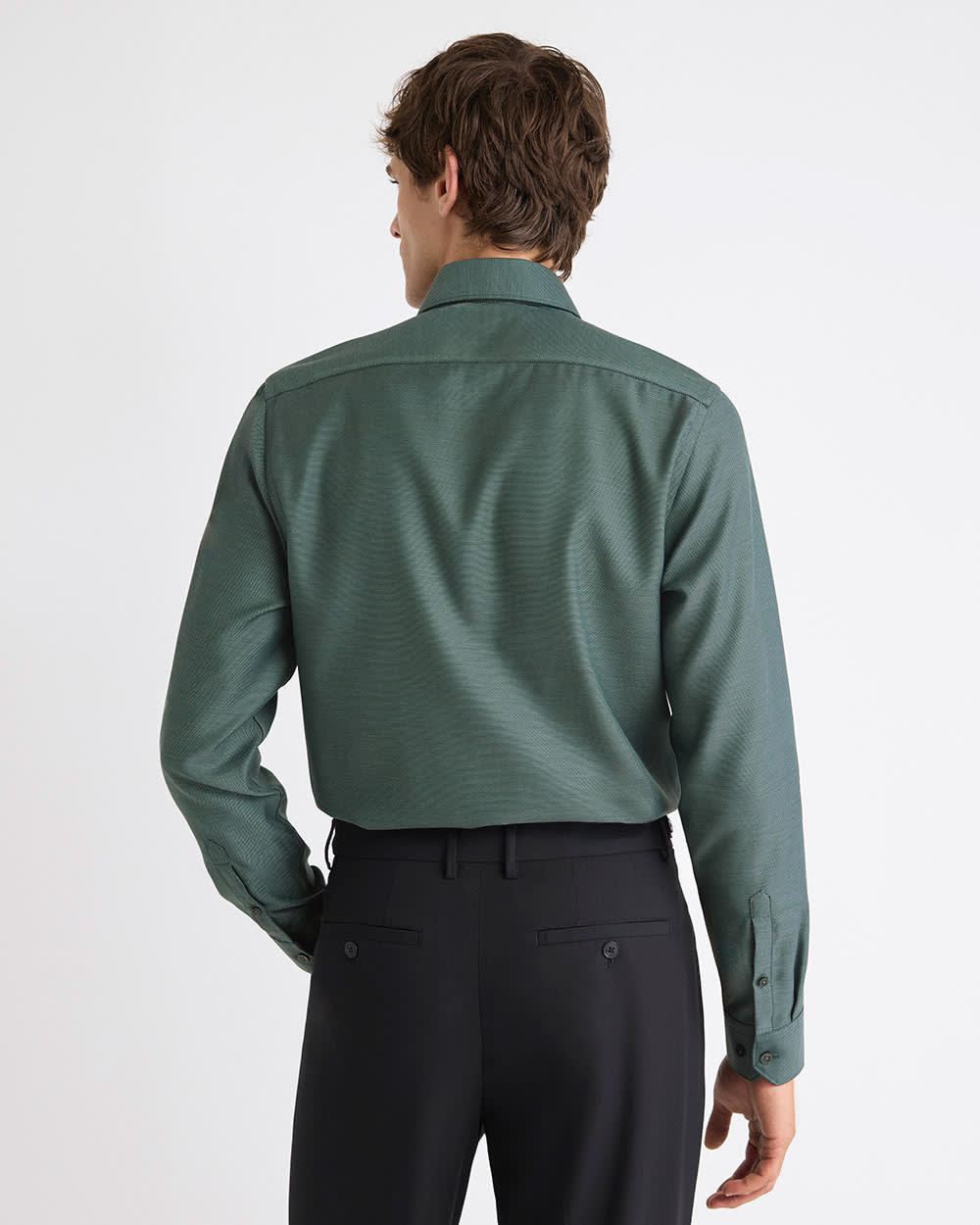 Chemise Habillée à Coupe Ajustée en Dobby à Deux Tons