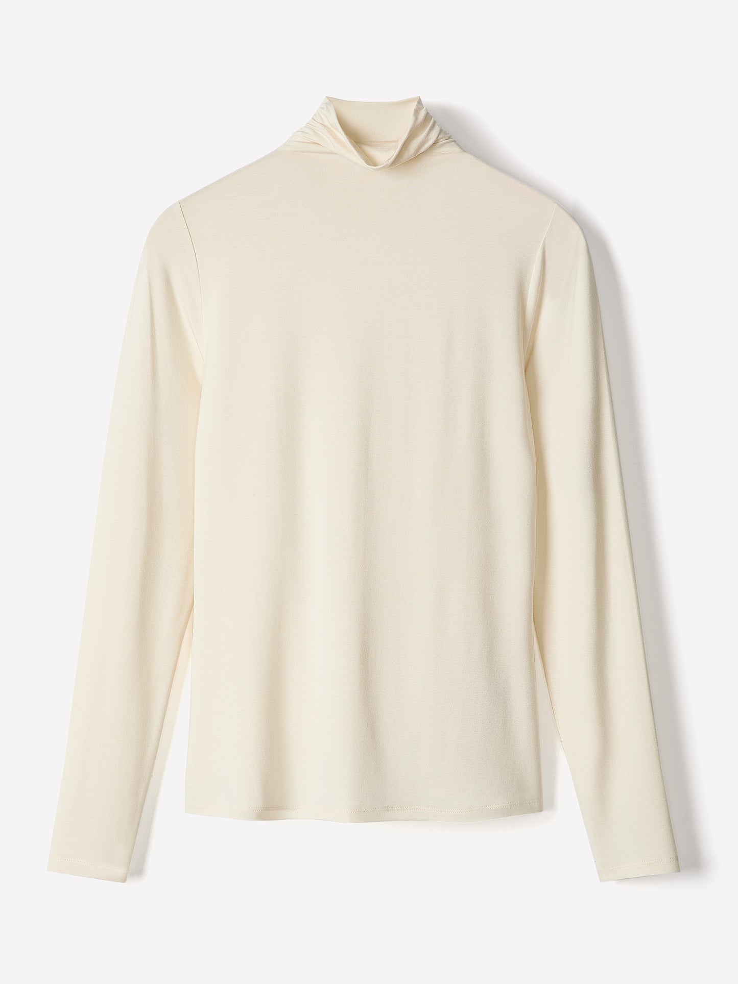 Knit Pullover Fitted Stretch Viscose Mock Neck