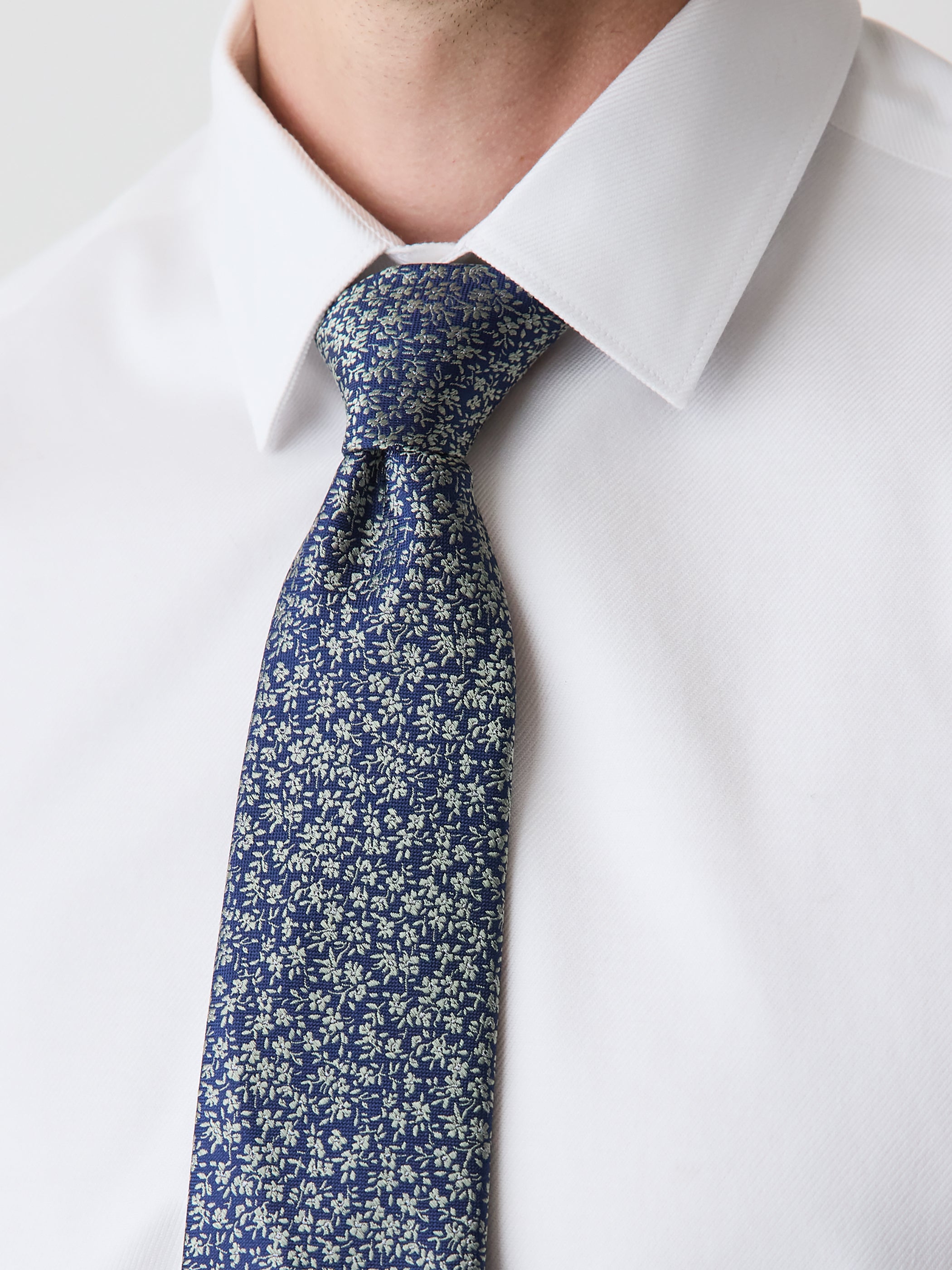 Blue Regular Tie with Floral Pattern