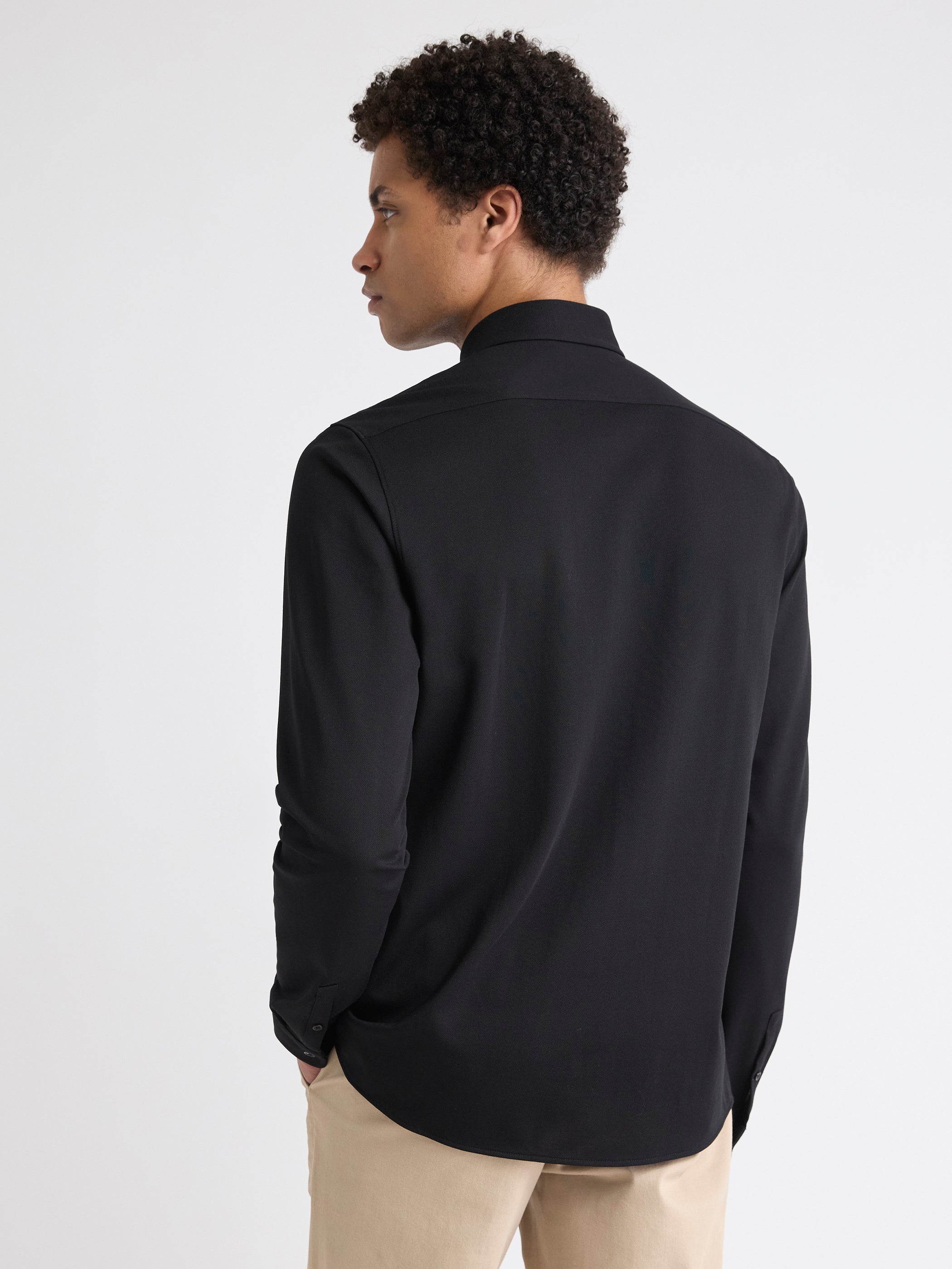 Long-Sleeve Piqué-Knit Shirt