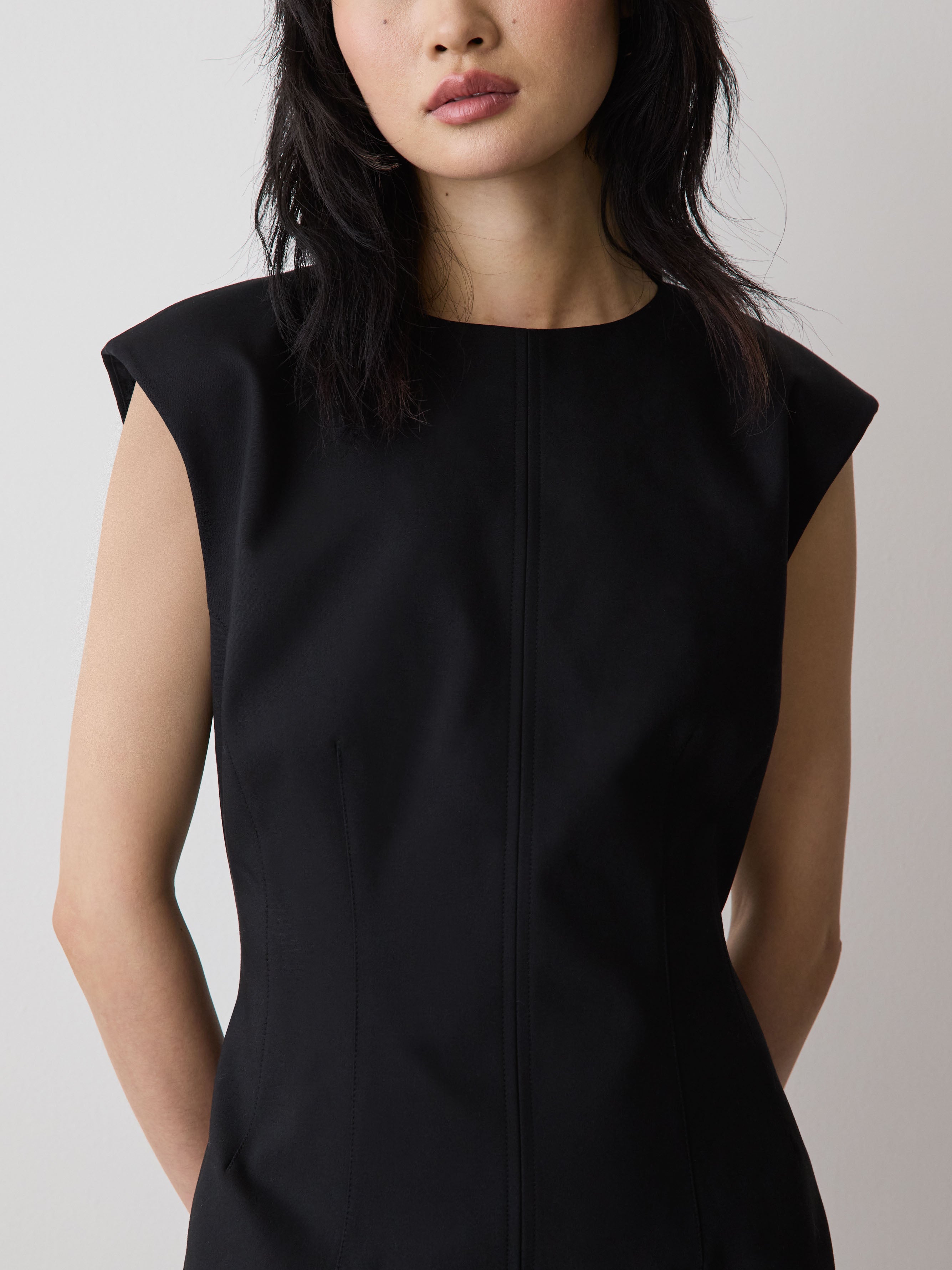 Sleeveless Crew-Neck Mini Dress