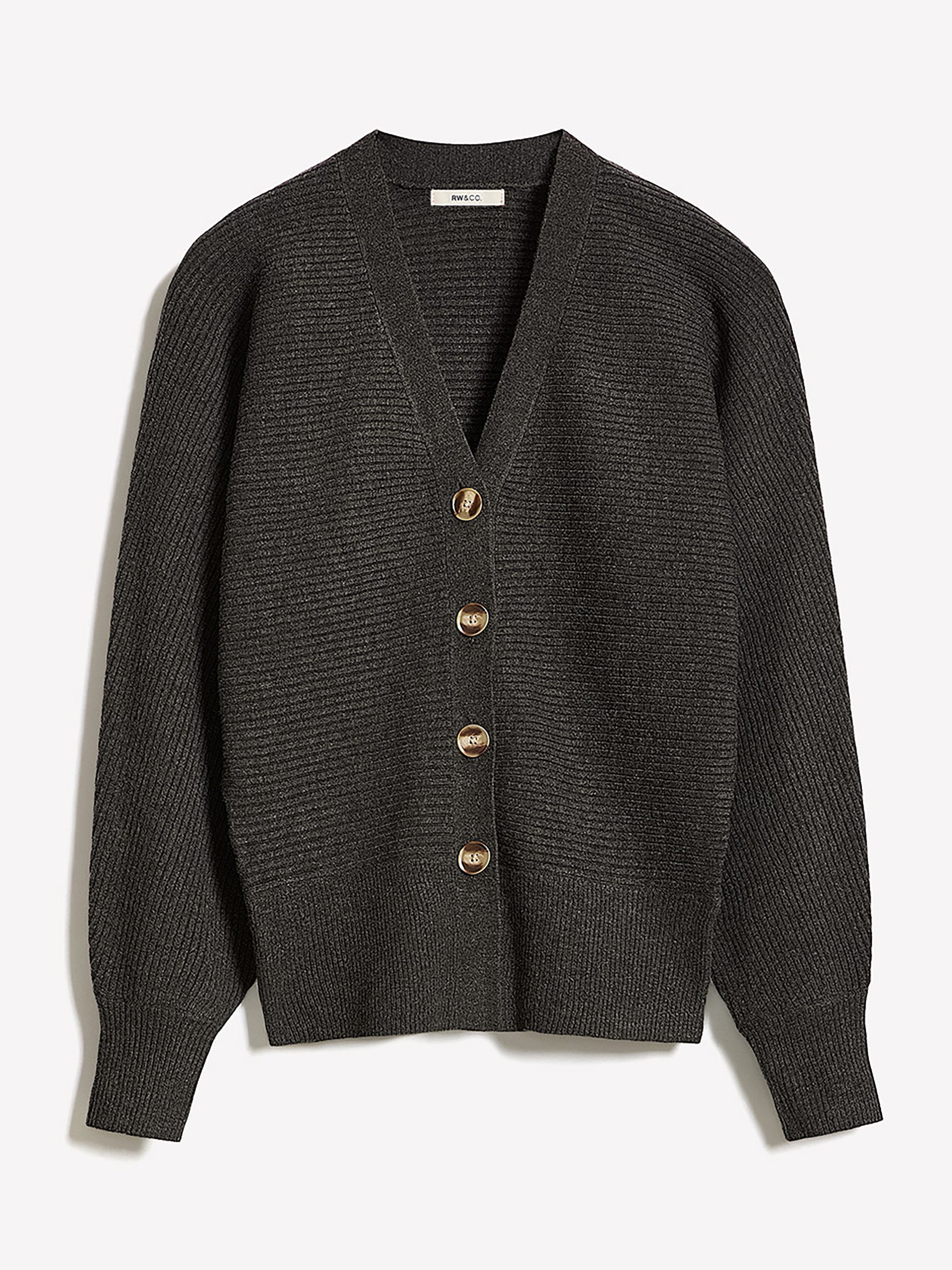 Cardigan Côtelé à Manches Longues Dolman et Col V