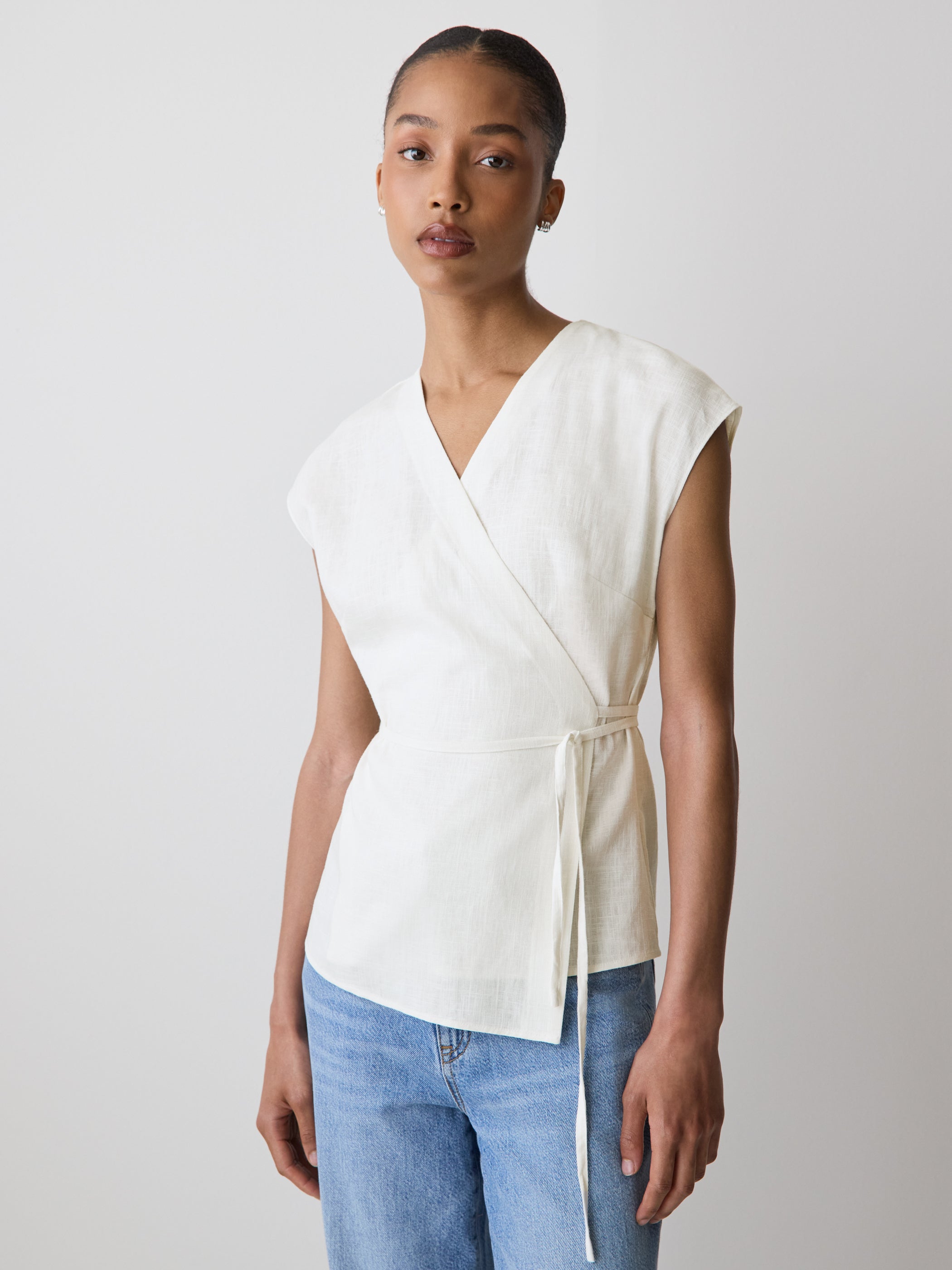 Extended-Sleeve Wrap Blouse