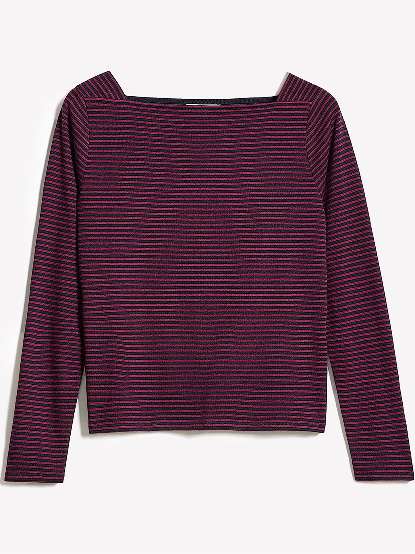 Striped Long-Sleeve Boat-Neck Top