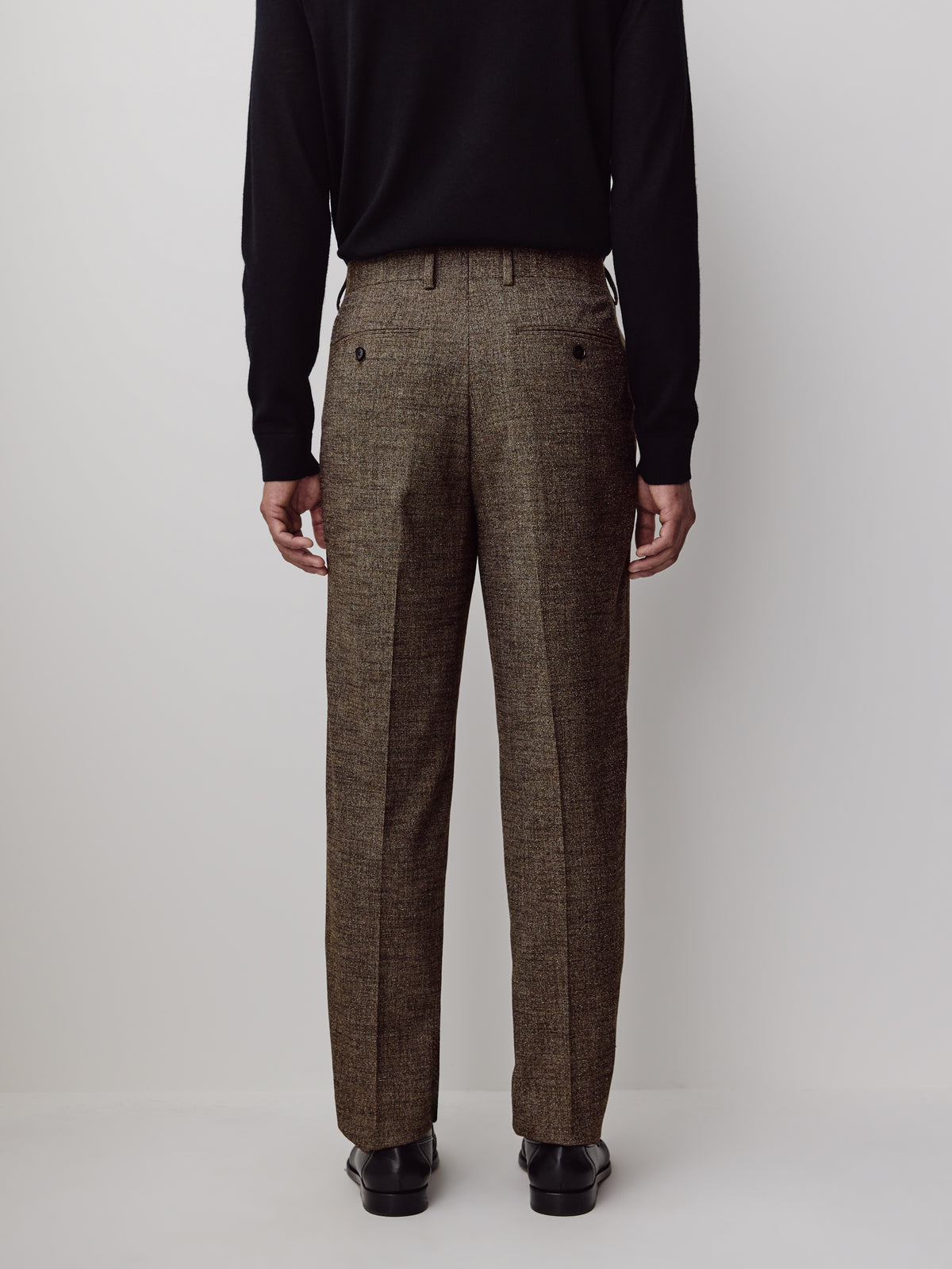 Tapered Brown Tweed Woven Pant