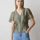 Sleeveless V-Neck Peplum Blouse