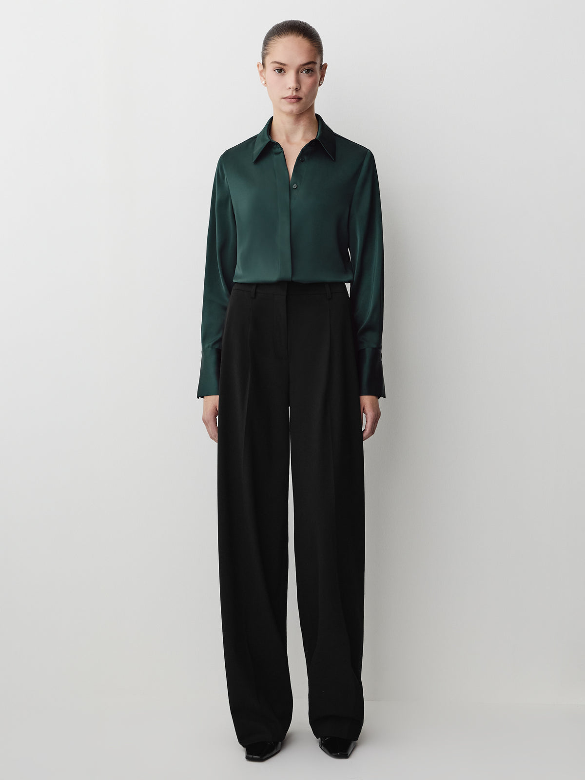 Long-Sleeve Satin Shirt