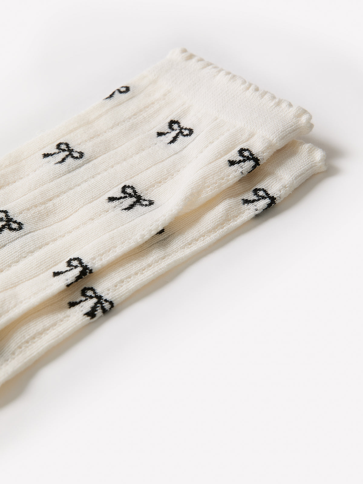 Crew Socks with Pointelle Bow Detail